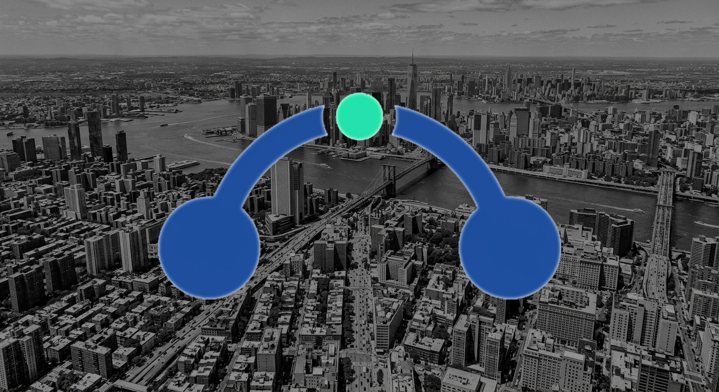 StatusBridge connecting two points across a city skyline